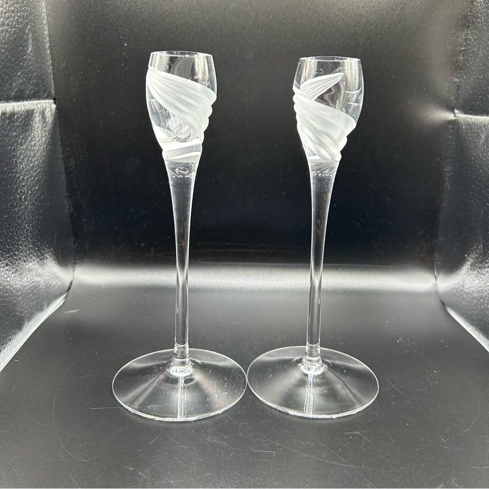 Pair of Lenox Crystal "Windswept" Candlestick Holders 1980’s